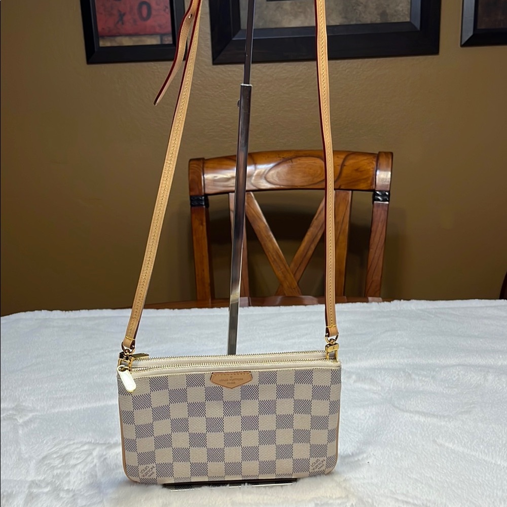 Louis Vuitton Cream Checkered Crossbody Bag